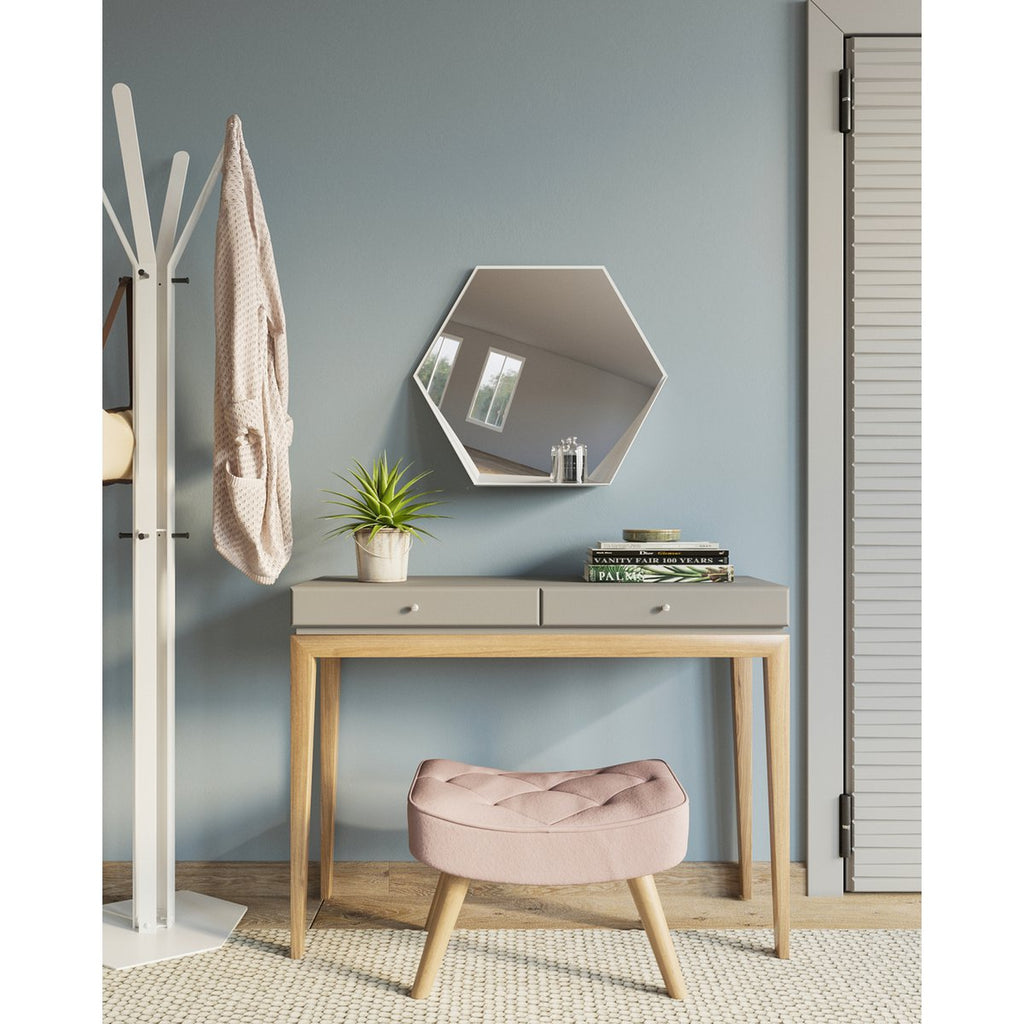 Gorillz Hive Hexagon Wandspiegel - 60x52 cm - Industrieel Wit met Opbergplank