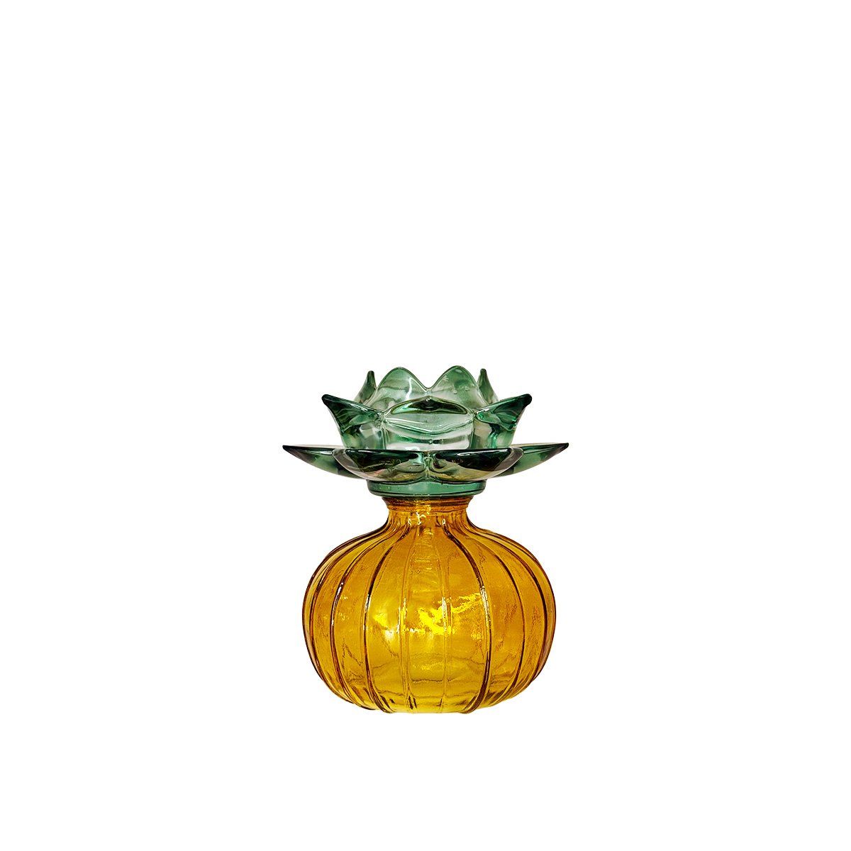Geel-groene Capri kaarshouder 12x12x14,3cm AULICA