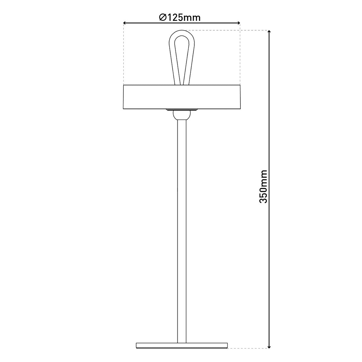 LED -batterijtafellamp magnetisch voor buiten en binnen, gemaakt van metaal en plastic in zwart, 36 cm hoog