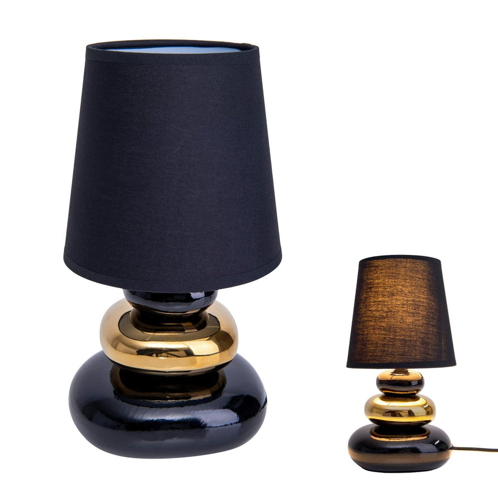 Näve Stoney Tafellamp Keramiek Zwart Goud 31cm