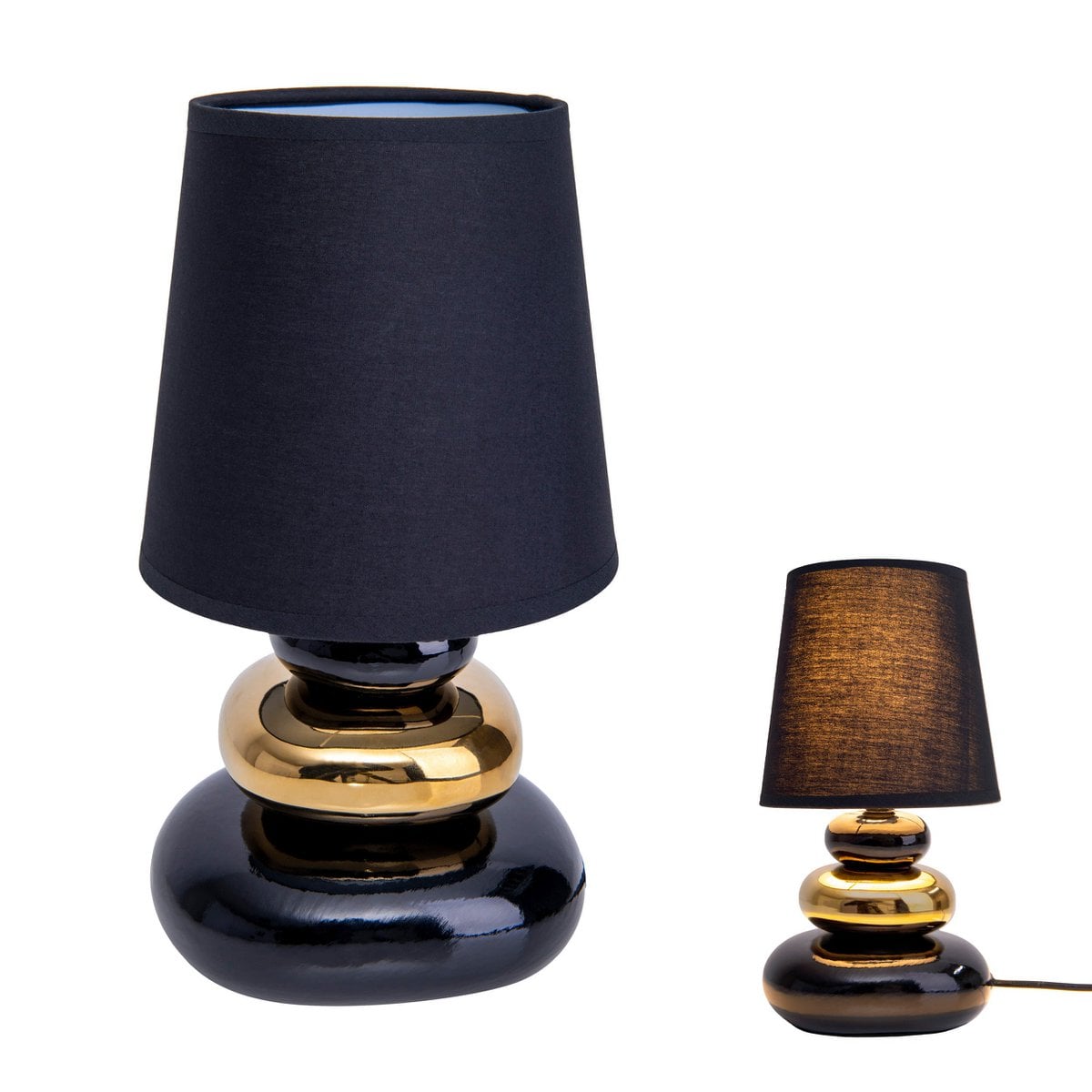 Näve Stoney Tafellamp Keramiek Zwart Goud 31cm
