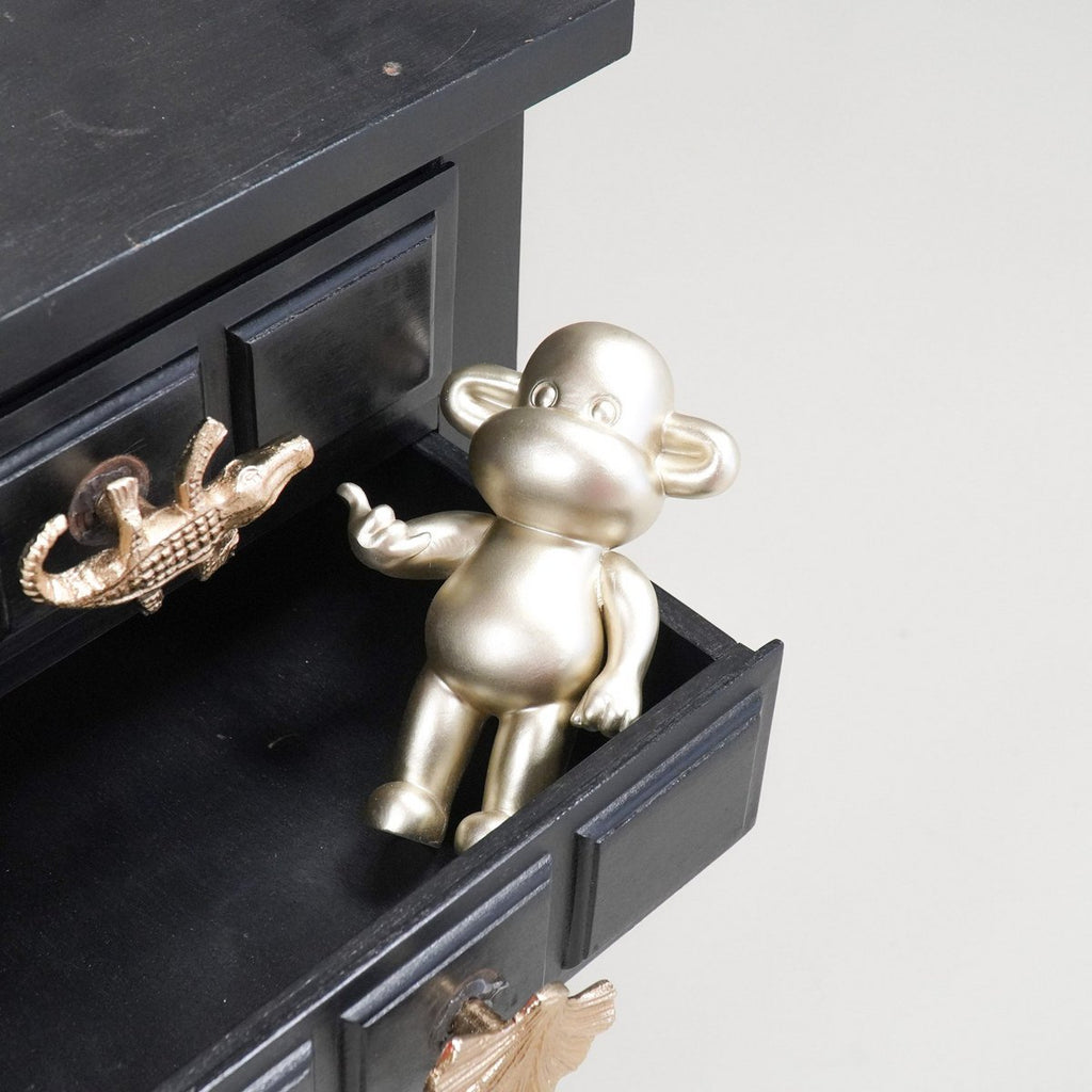 Gouden polyresin aap beeldje 'de legende' - 11x7x19cm