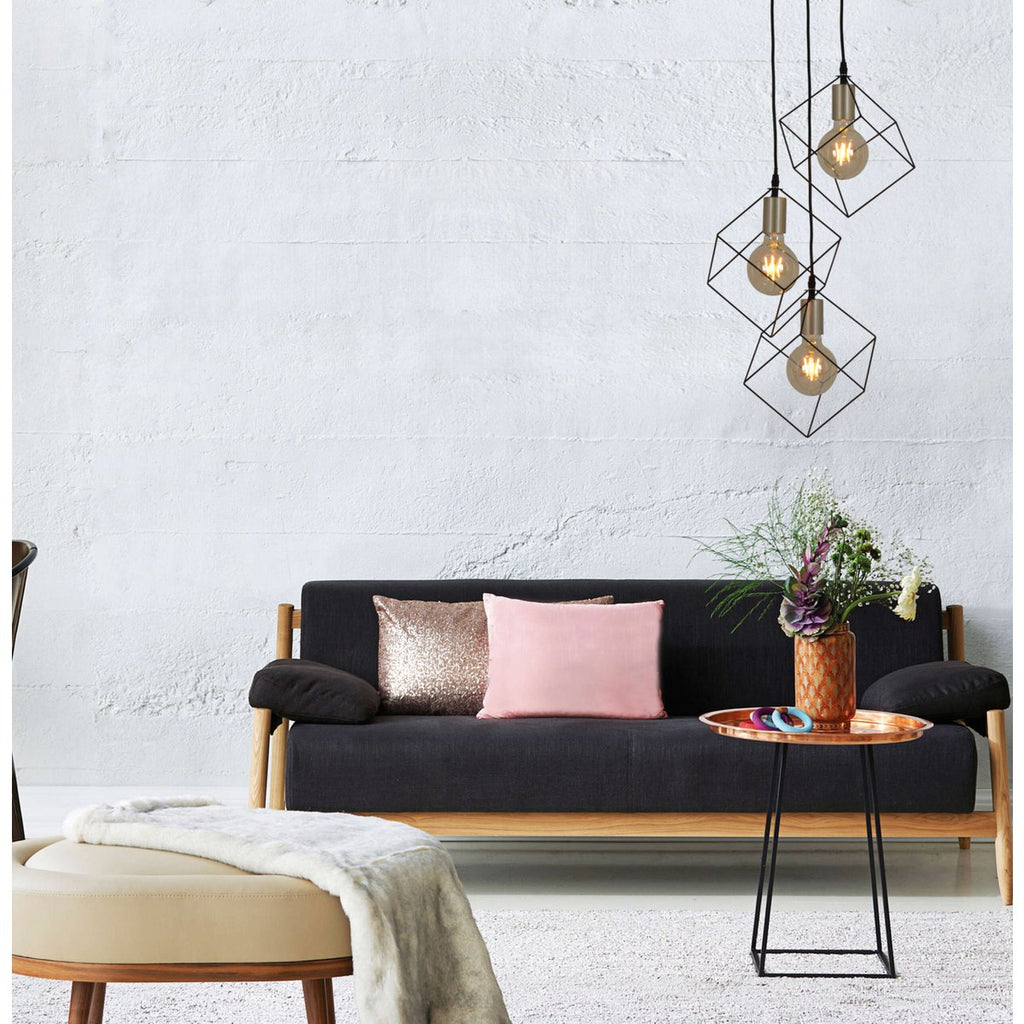 Canto Hanglamp 3-Vlammig Zwart Goud E27 39cm