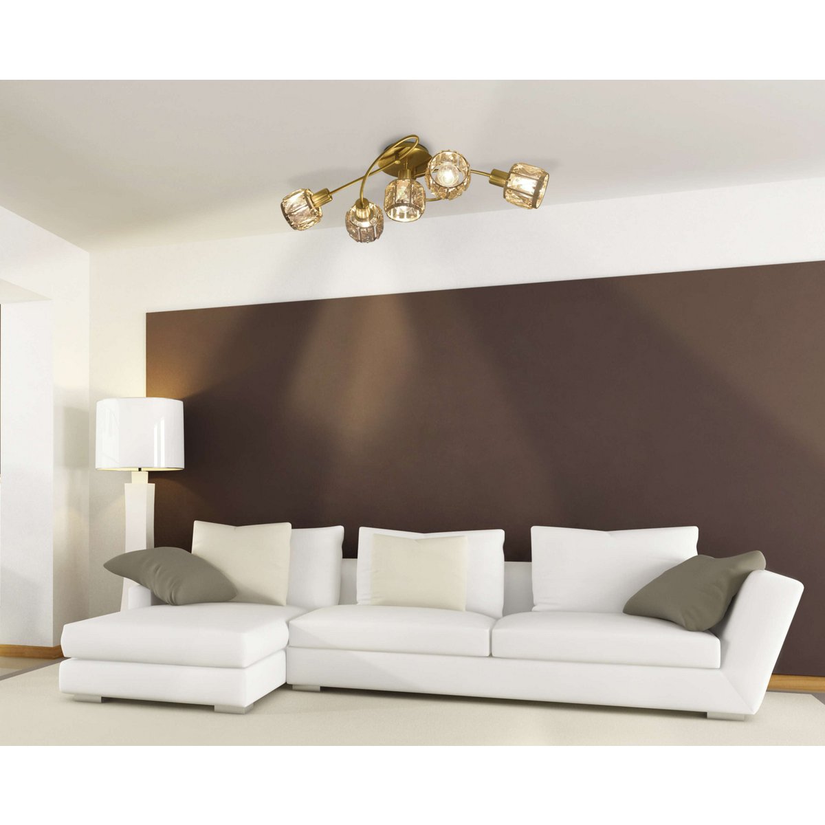 Näve Josefa Plafondlamp Goud 5-armig 61cm