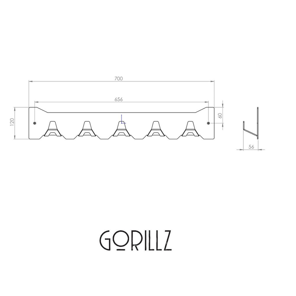 Gorillz Triangle Five wandkapstok - 5 haken - Groen