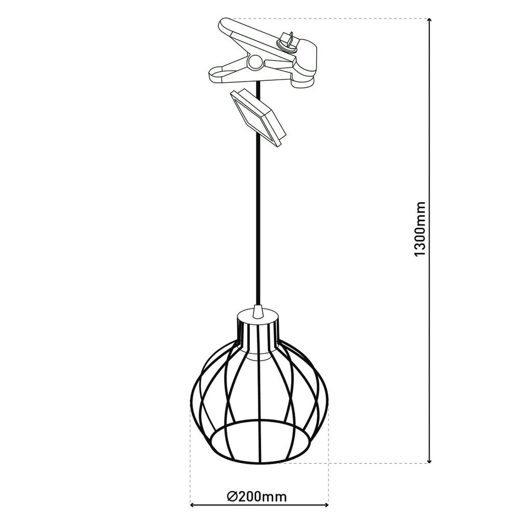 Solar / hanger lamp "rooster" gemaakt van zwart metaal, Ø 20 cm, inclusief stevig geïnstalleerde lampen, warm wit, voor de buitenruimte