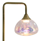 LED -tafellamp "Varna", tafellamp gemaakt van messing -gekleurd metaal en iriserend glas, stevig ingebouwd -in LED's, 45 cm hoog, stijlvolle verlichting voor woonkamer, eetkamer of gang
