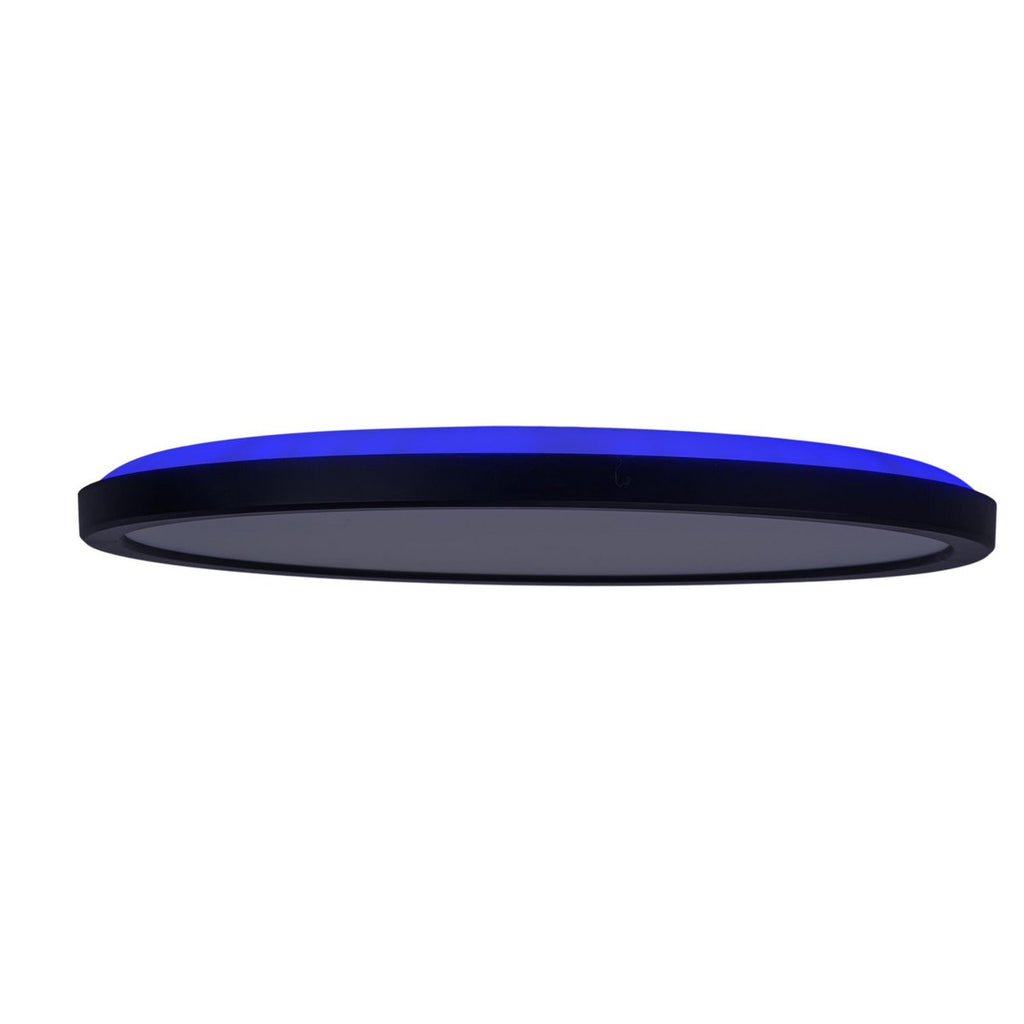 Het LED-plafondlicht "Carlo" met RGB-backlight, Ø van 29,3 cm, klassiekmoderne plafondlicht gemaakt van zwart/wit plastic met veel functies, b.v.