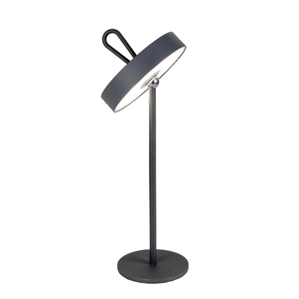 LED -batterijtafellamp magnetisch "ella" voor buiten en binnen, gemaakt van metaal en plastic in grijs, 35 cm hoog