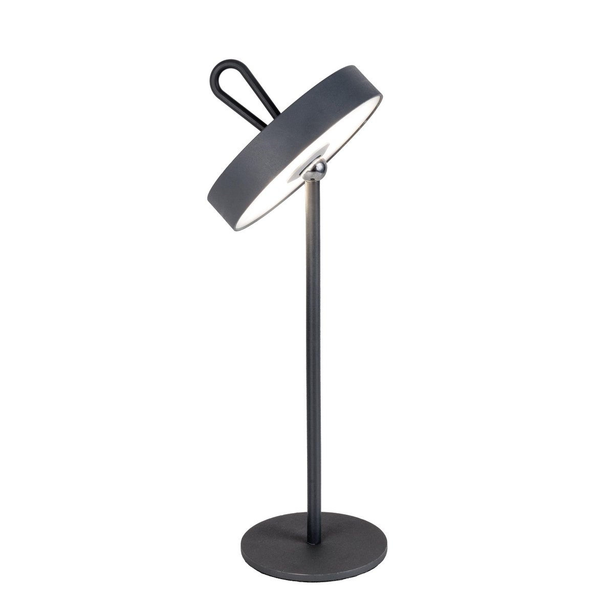 LED -batterijtafellamp magnetisch "ella" voor buiten en binnen, gemaakt van metaal en plastic in grijs, 35 cm hoog