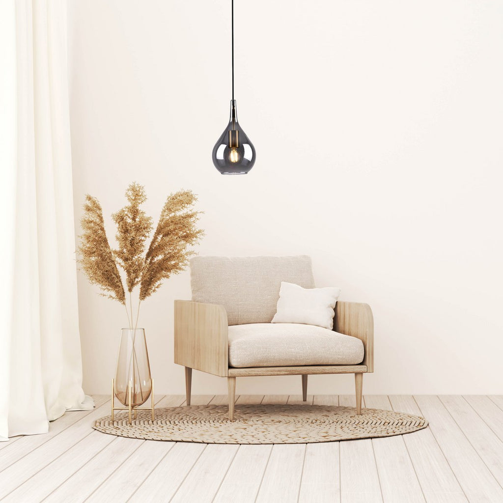 Näve Gota Hanglamp Zwart Rookglas Ø20cm