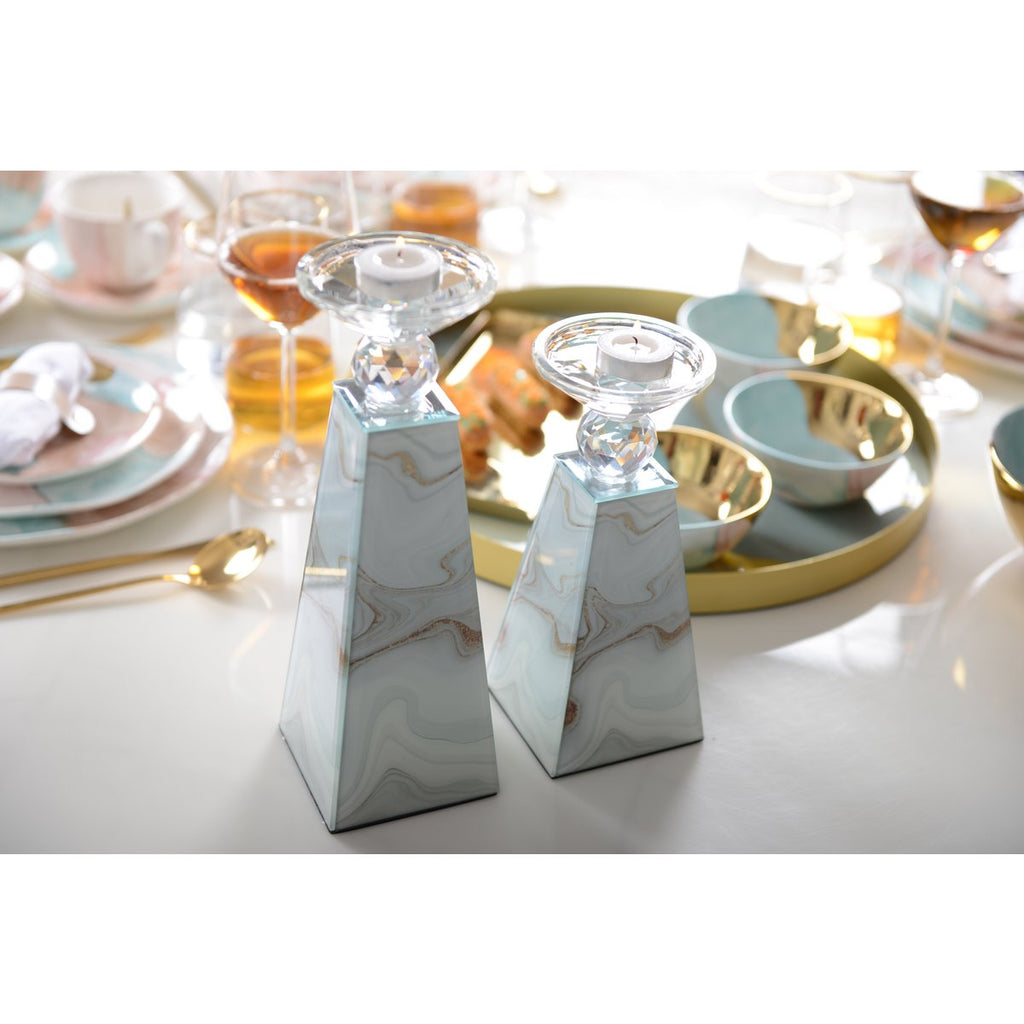 Booder Marmeren Kandelaar - Goud 9x9x27.5cm