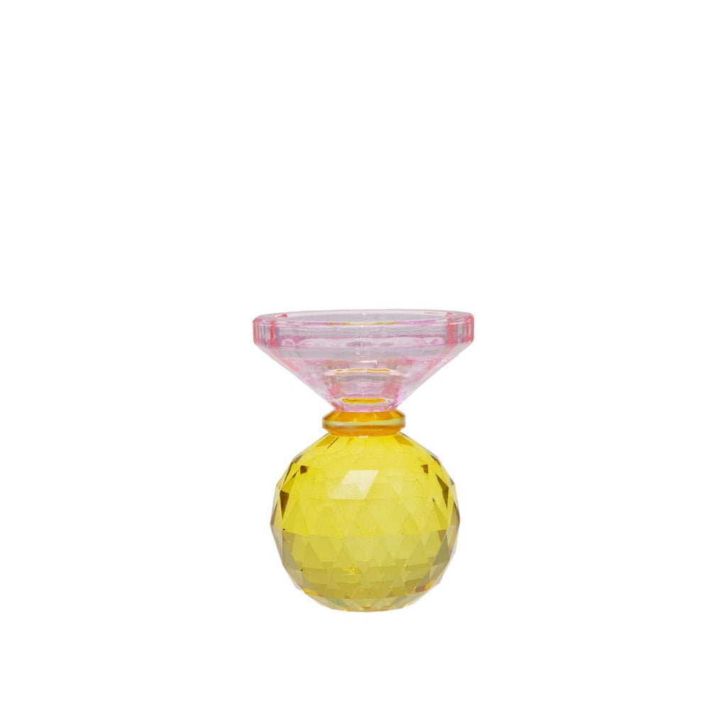Glaskaarsenhouder Amber Roze H10cm