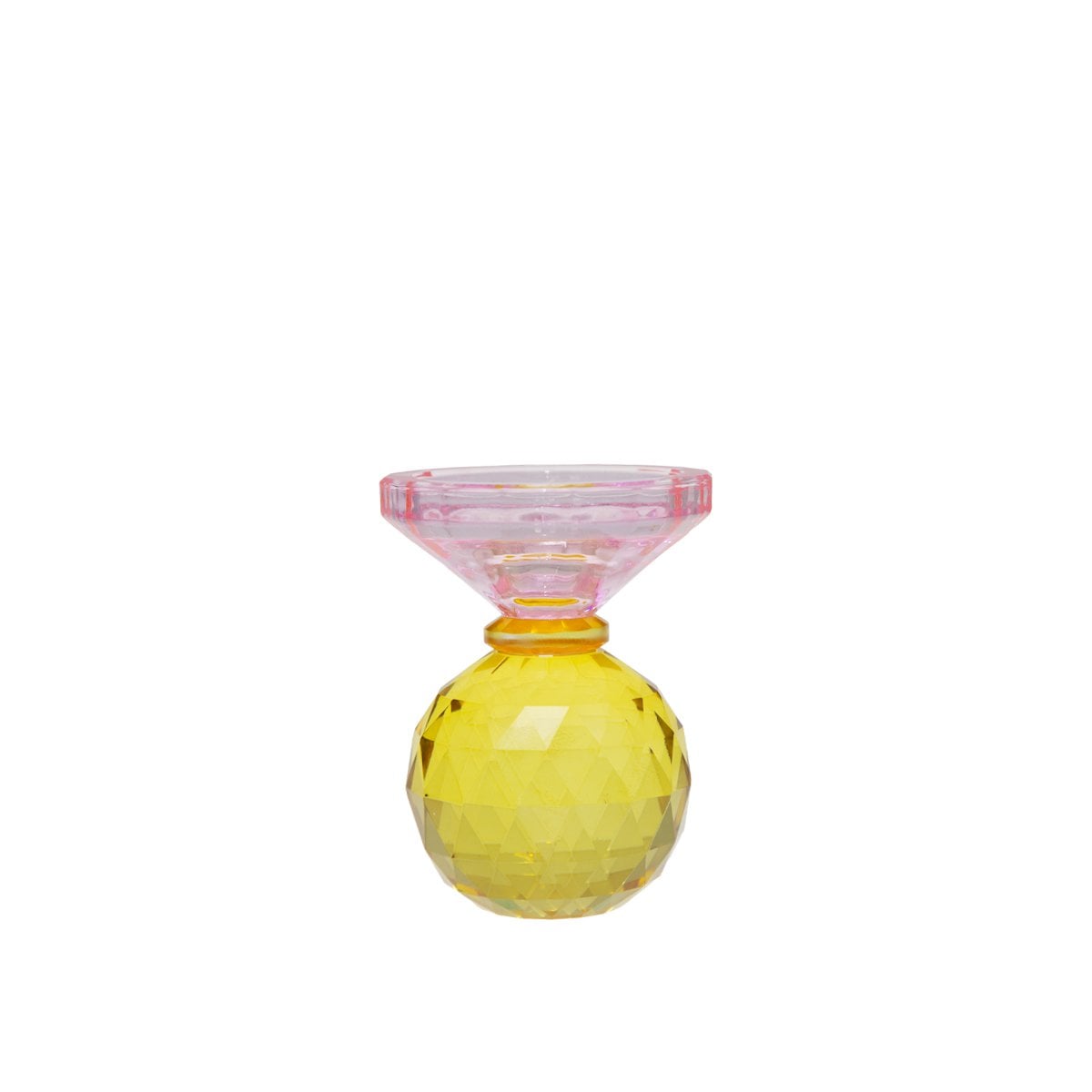 Glaskaarsenhouder Amber Roze H10cm