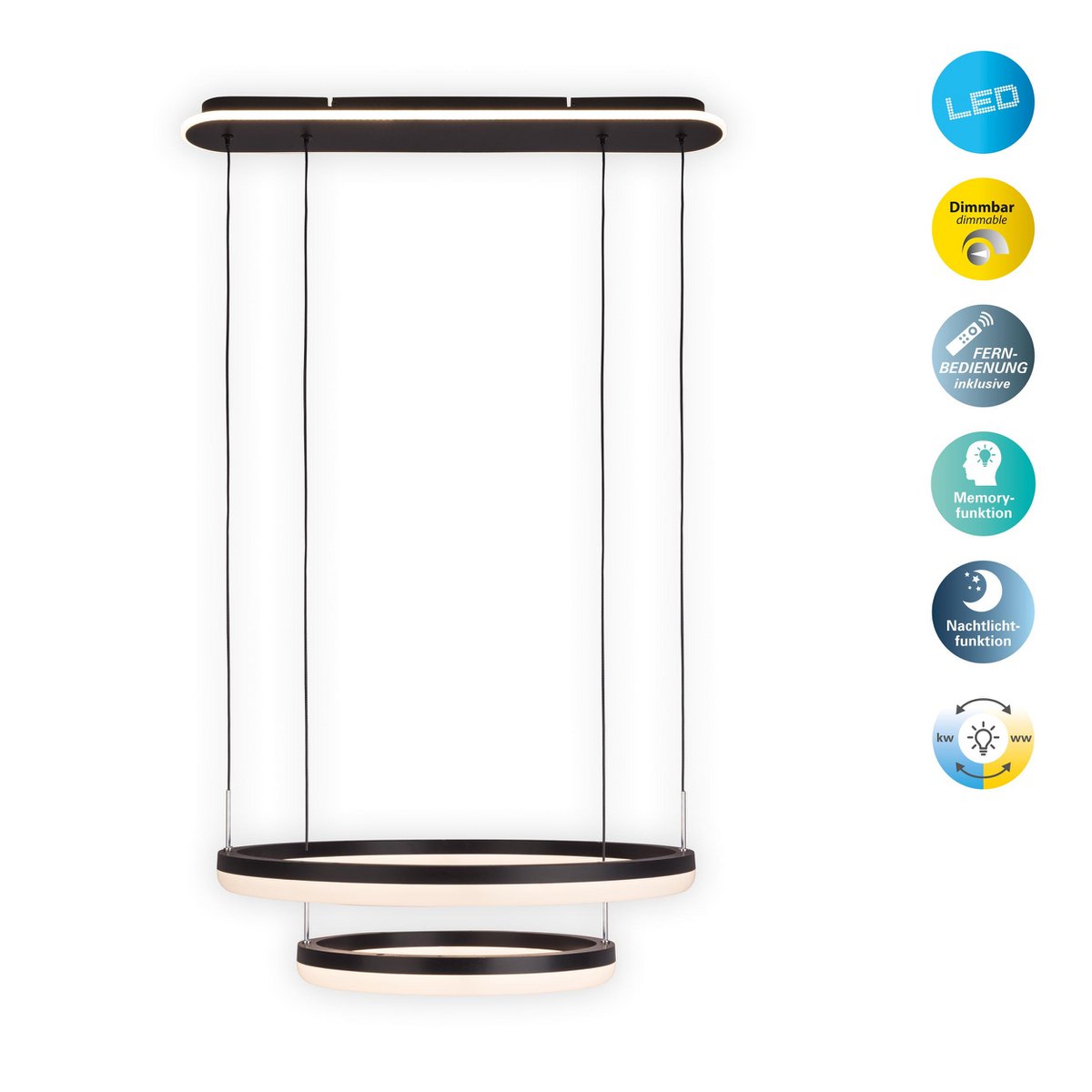 Näve Circulo LED CCT Hanglamp - Zwart 60cm