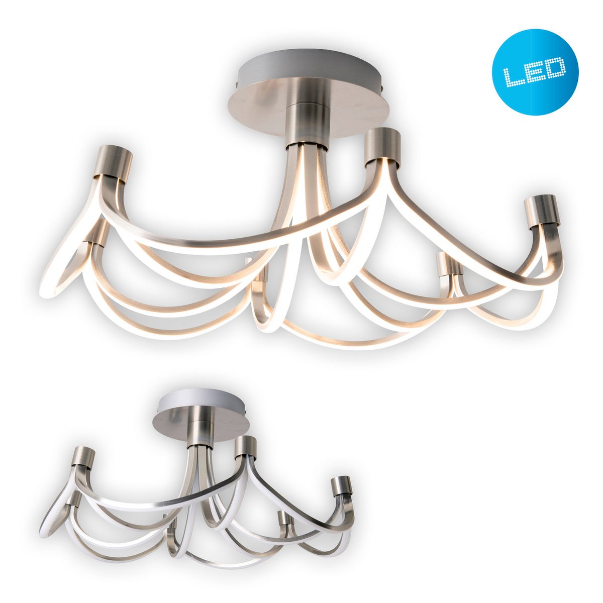 Näve Festival LED-plafondlamp 60cm Zilver