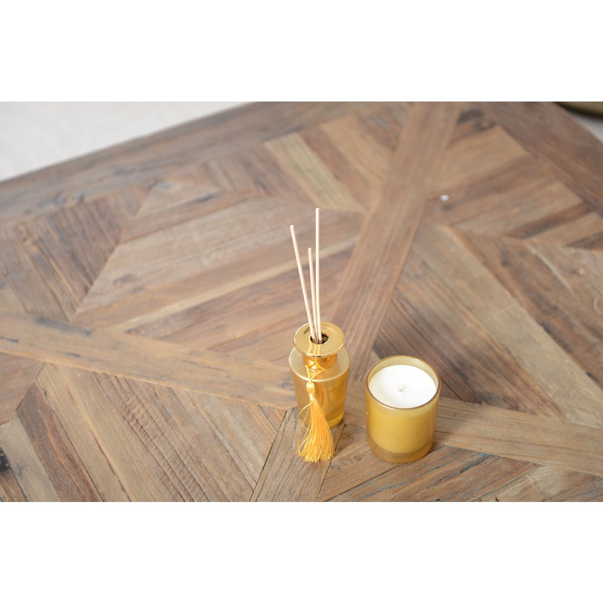 Vanille Geurkaars - Gouden Glas 7x7x8cm