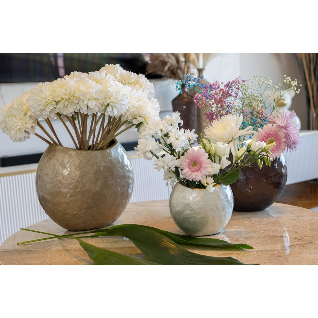 Ovale witte vaas 15x10x12,5 cm - Aulica