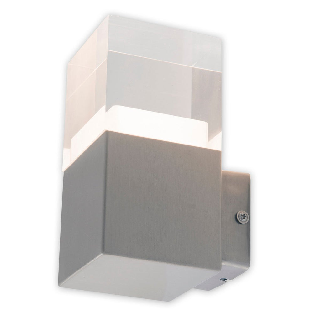 LED externe wandlamp "Leah" gemaakt van metaal en plastic in stalen blanke, geïntegreerde LED