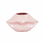 Lichtroze keramieken lippenvaas - 21x19x11cm