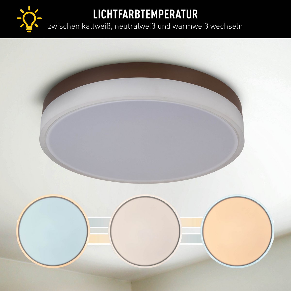 LED-plafondlicht Lola Ø50cm Bruin-Wit Dimmable