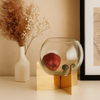 Glazen balvaas met vergulde ondersteuning, H.27 cm, goud