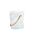 Transparante glazen zakvaas wit/goud, 20x12x24cm