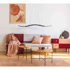 LED hanglamp "onda", hanglamp gemaakt van metaal en plastic in zwart, met stevig ingebouwde LED's, verlichting voor woonkamer, eetkamer of kantoor, 96 cm lang