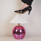 Disco Ball Tafellamp - Roze Glas - 20x20x20cm