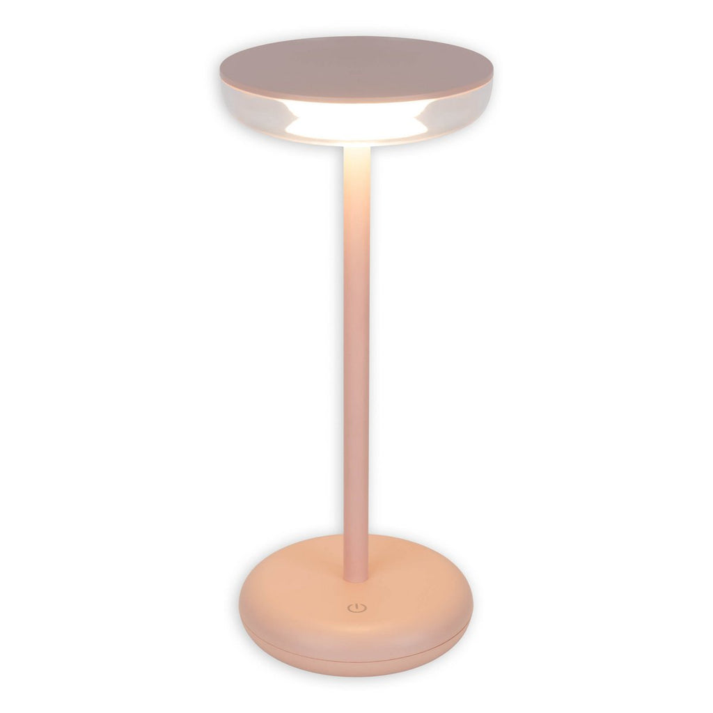 Noteloze tabletlicht "PASI" voor buiten en binnen, gemaakt van metaal en plastic in roze, dimbaar, met aanraking en geheugenfunctie, ca. 26 cm hoog