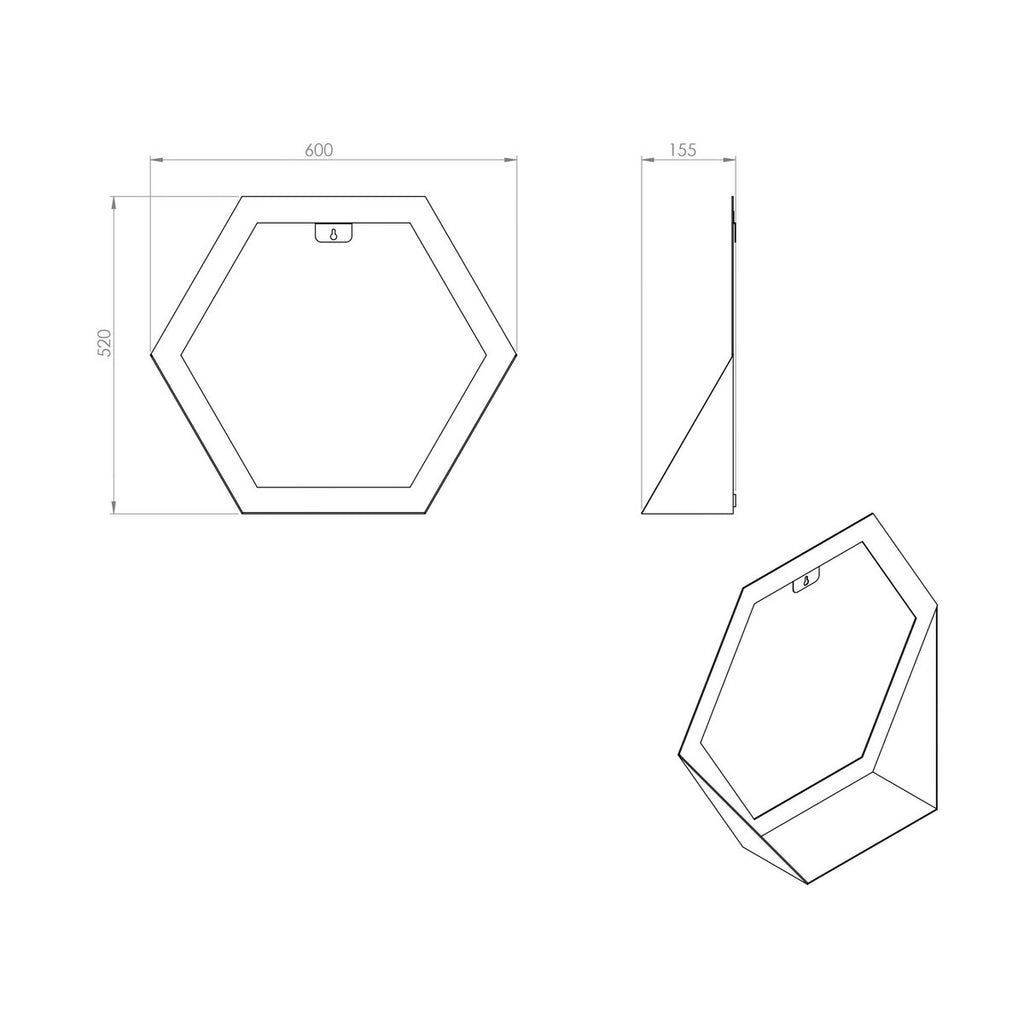 Gorillz Hive Hexagon Wandspiegel 60x52cm Zwart