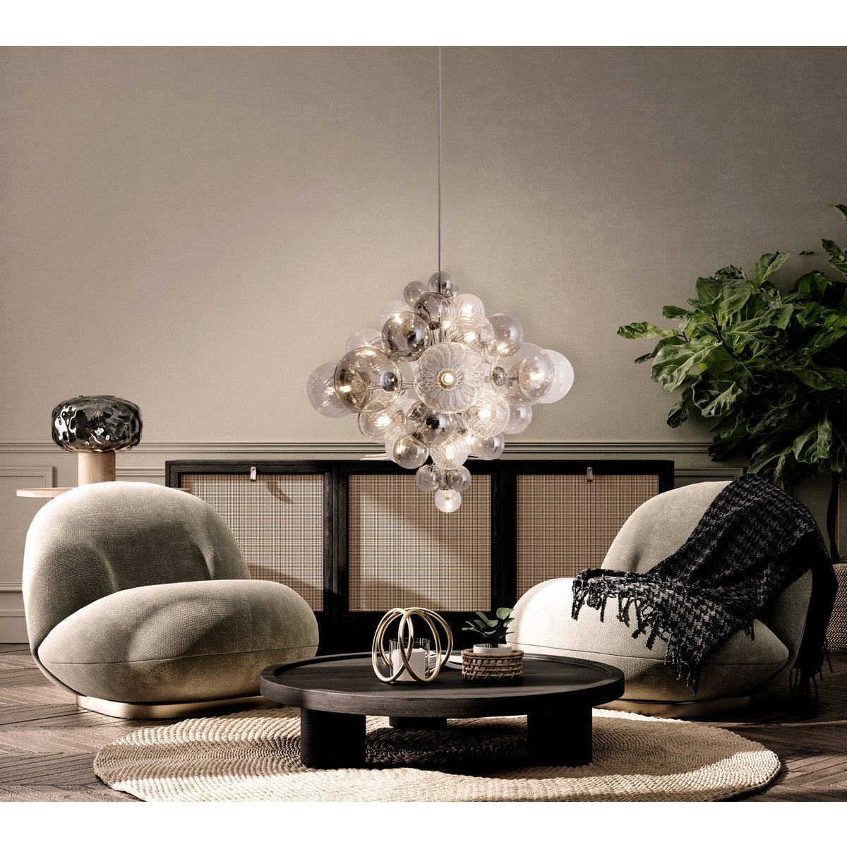 Näve Bol Hanglamp 75cm Goud/Zilver