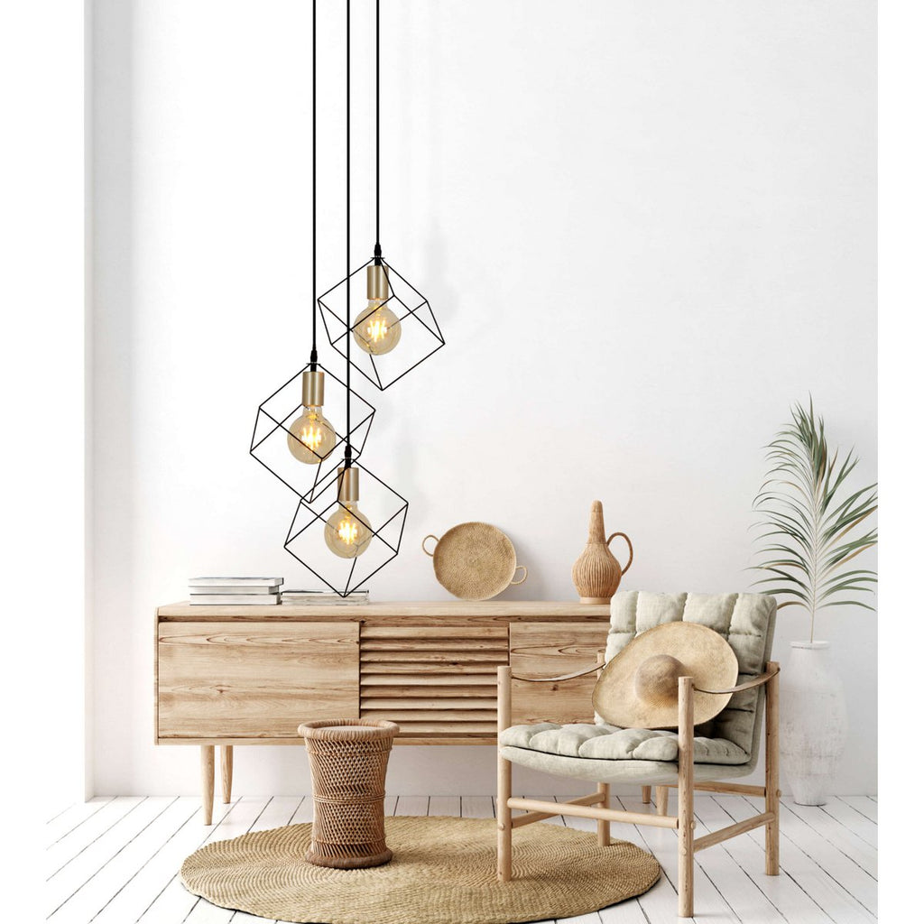 Canto Hanglamp 3-Vlammig Zwart Goud E27 39cm