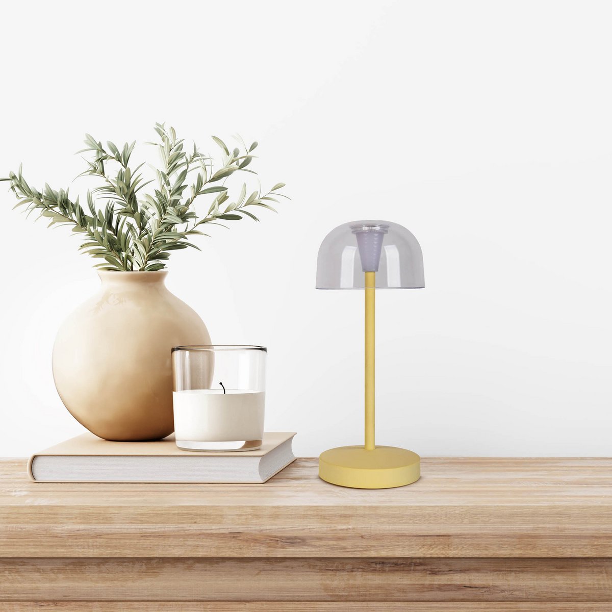 Näve Gomba LED-batterijtafellamp Geel 18,5cm