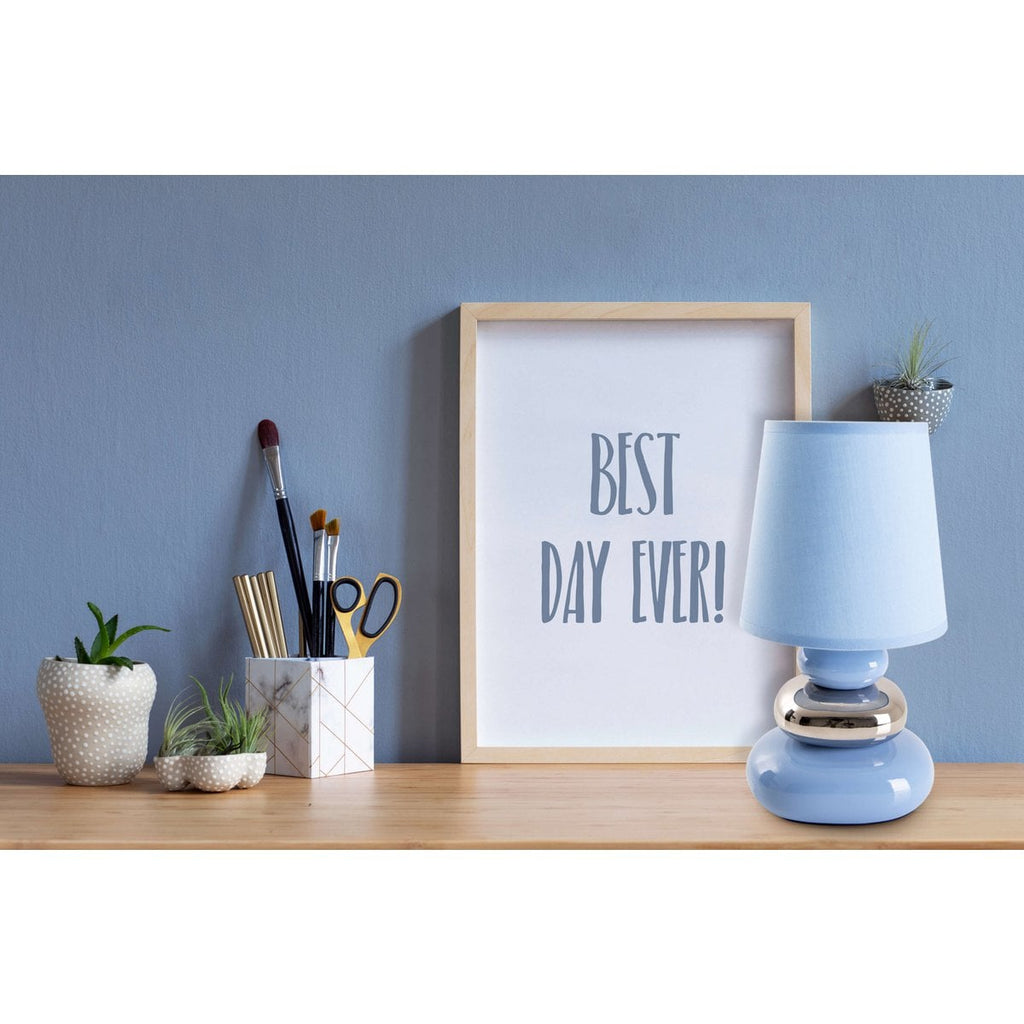 Näve Stoney Tafellamp Keramiek Blauw 31cm
