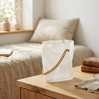 Transparante glazen zakvaas wit/goud, 20x12x24cm