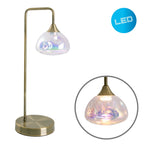 LED -tafellamp "Varna", tafellamp gemaakt van messing -gekleurd metaal en iriserend glas, stevig ingebouwd -in LED's, 45 cm hoog, stijlvolle verlichting voor woonkamer, eetkamer of gang