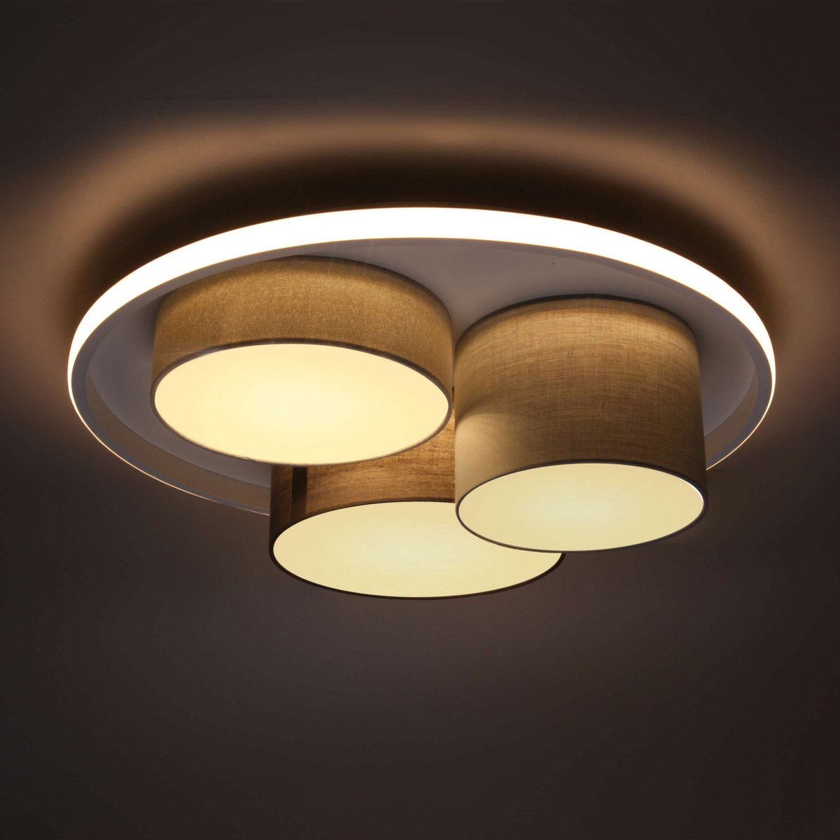3-geleide plafondlicht Eppan Ø 56 cm grijs