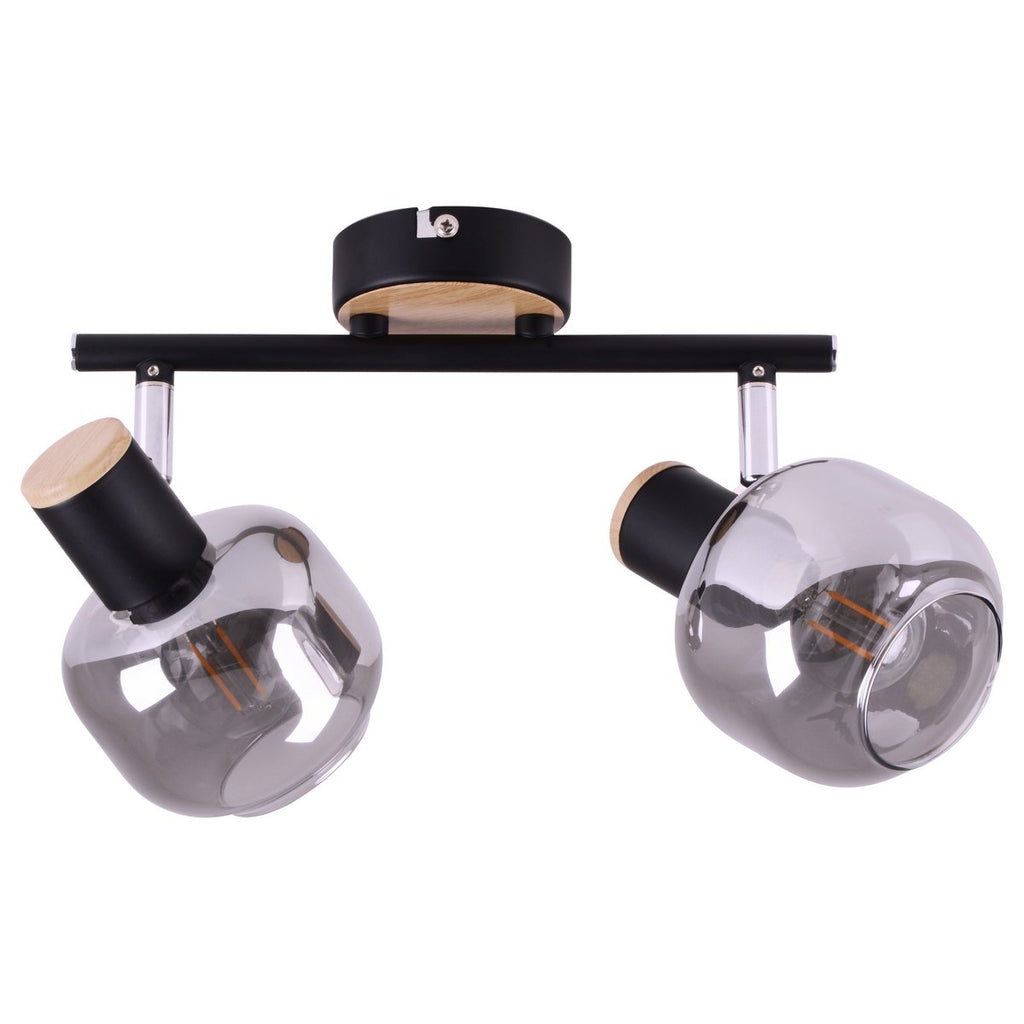 Näve Fumoso Plafondlamp 2-Spot Zwart Glas 40cm