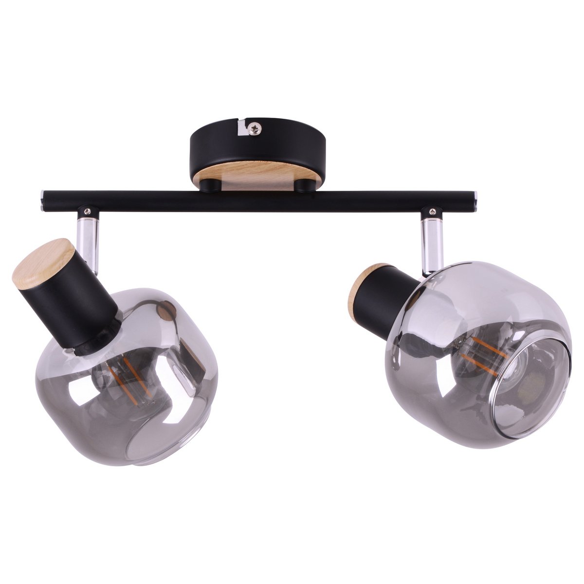 Näve Fumoso Plafondlamp 2-Spot Zwart Glas 40cm