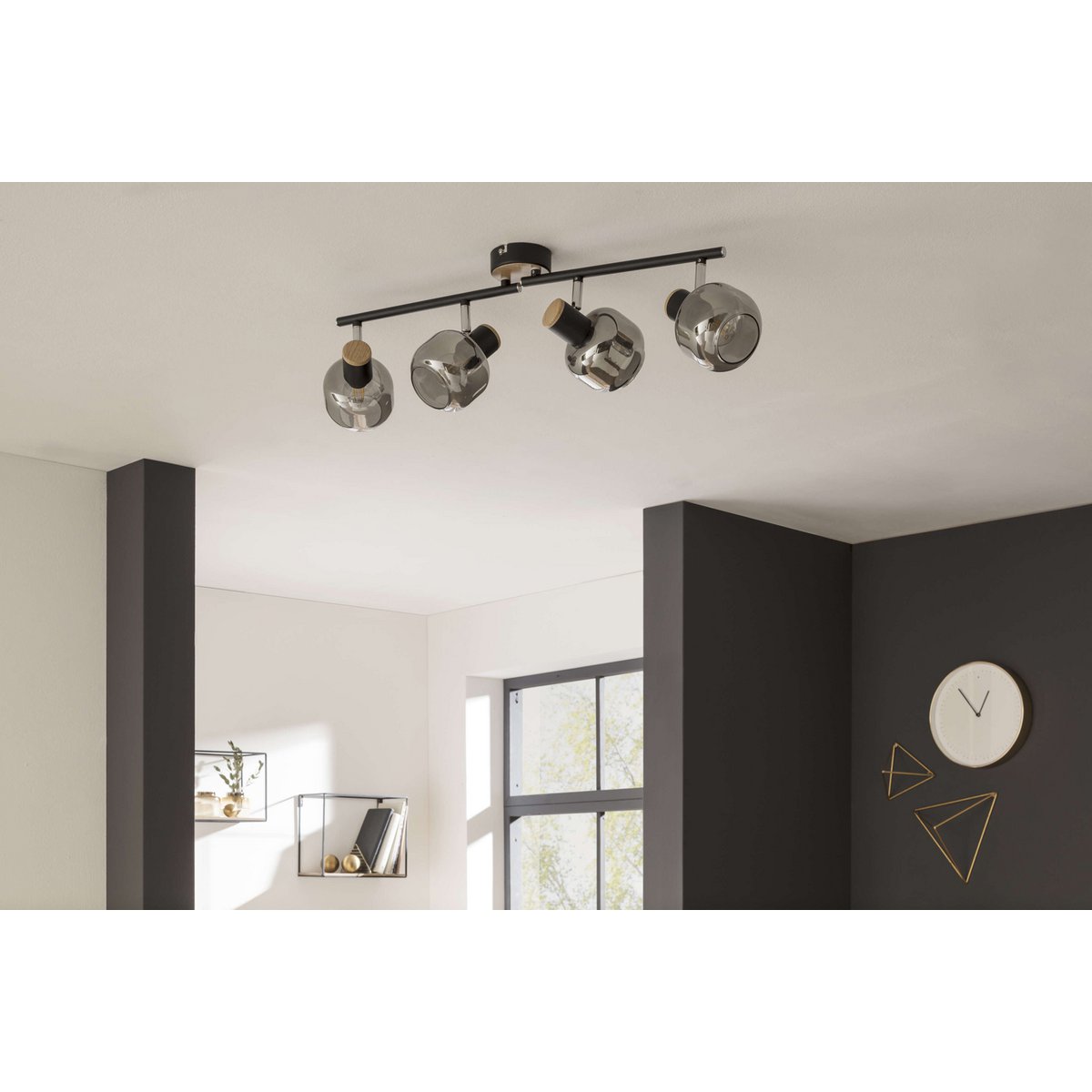 Näve Fumoso Plafondlamp - Zwart Rookglas 80cm