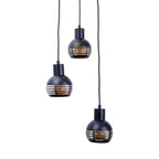 3-zits hanglamp "Casco" hangende lamp gemaakt van metaal in zwart en goud, met E27-versies. Stijlvolle verlichting voor woonkamer, eetkamer of keuken.