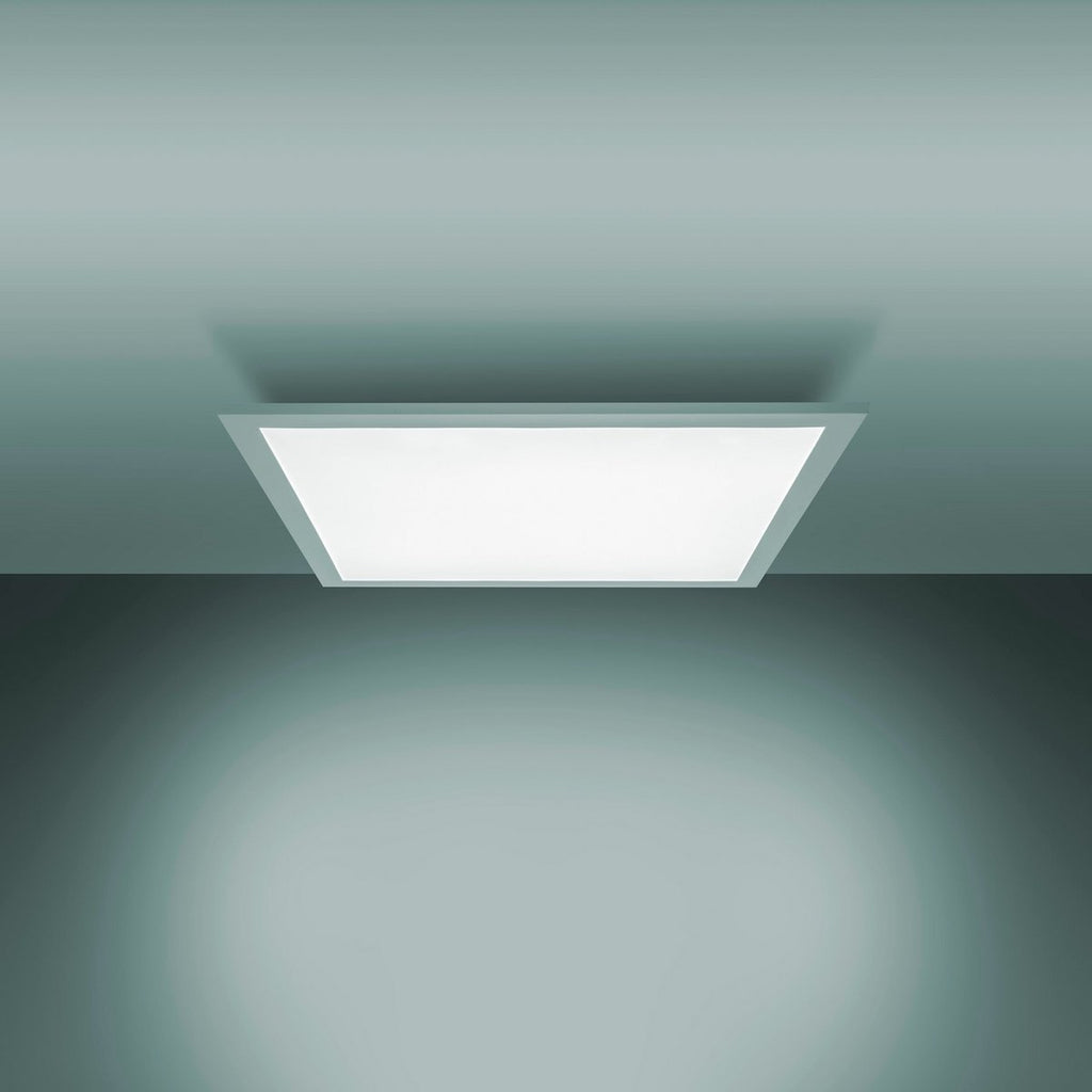 LED -paneel plafondlamp "Nico", functionele metalen plafondlamp en plastic in het wit, met vaste LED's en vele functies, ideaal voor kantoor, oefening of workshop, ca. 59,5 x 59,5 cm