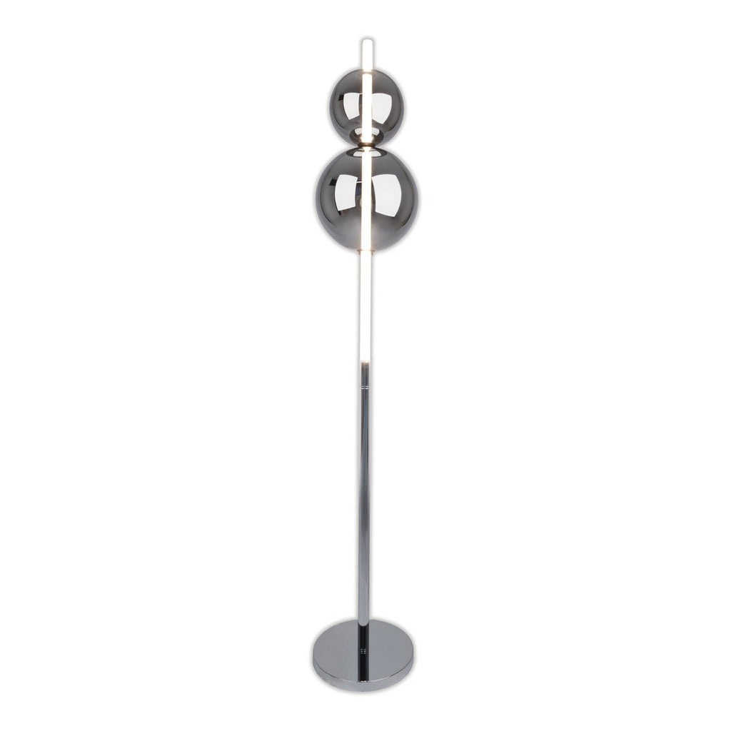 LED -vloerlamp "Nova" vloerlamp met DIMMM -functie gemaakt van chroom -gekleurd metaal, plastic en rookglas, met stevig geïnstalleerde LED's, ca. 150 cm hoog