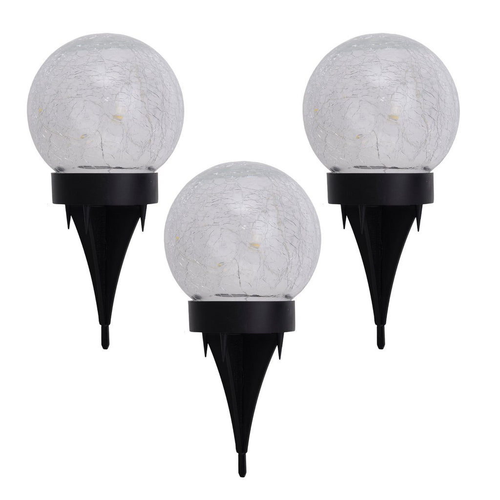 Näve Crackle Solar Tafellamp 3-Set Wit 12cm