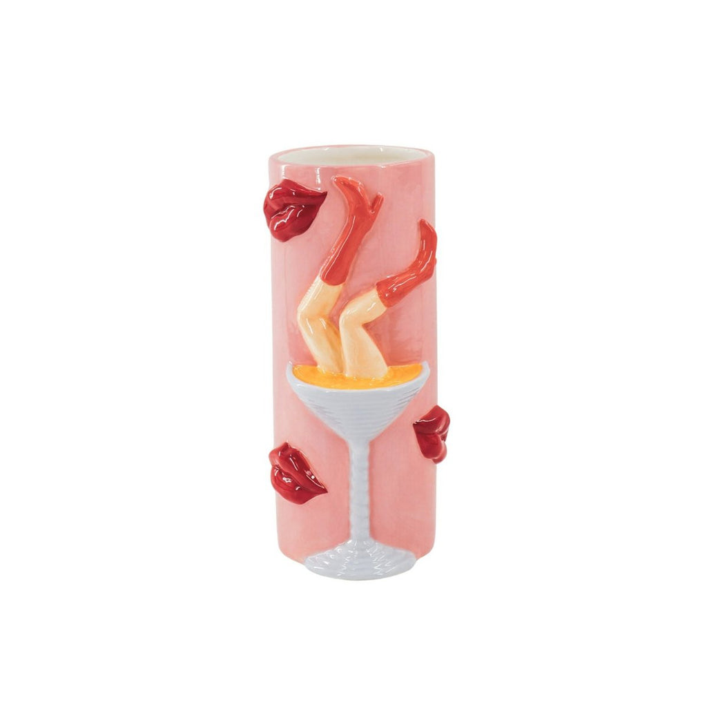 Housevitamin Bloemvaas Pornstar Martini Ceramisch Roze/Rood 14x12,5x28 cm
