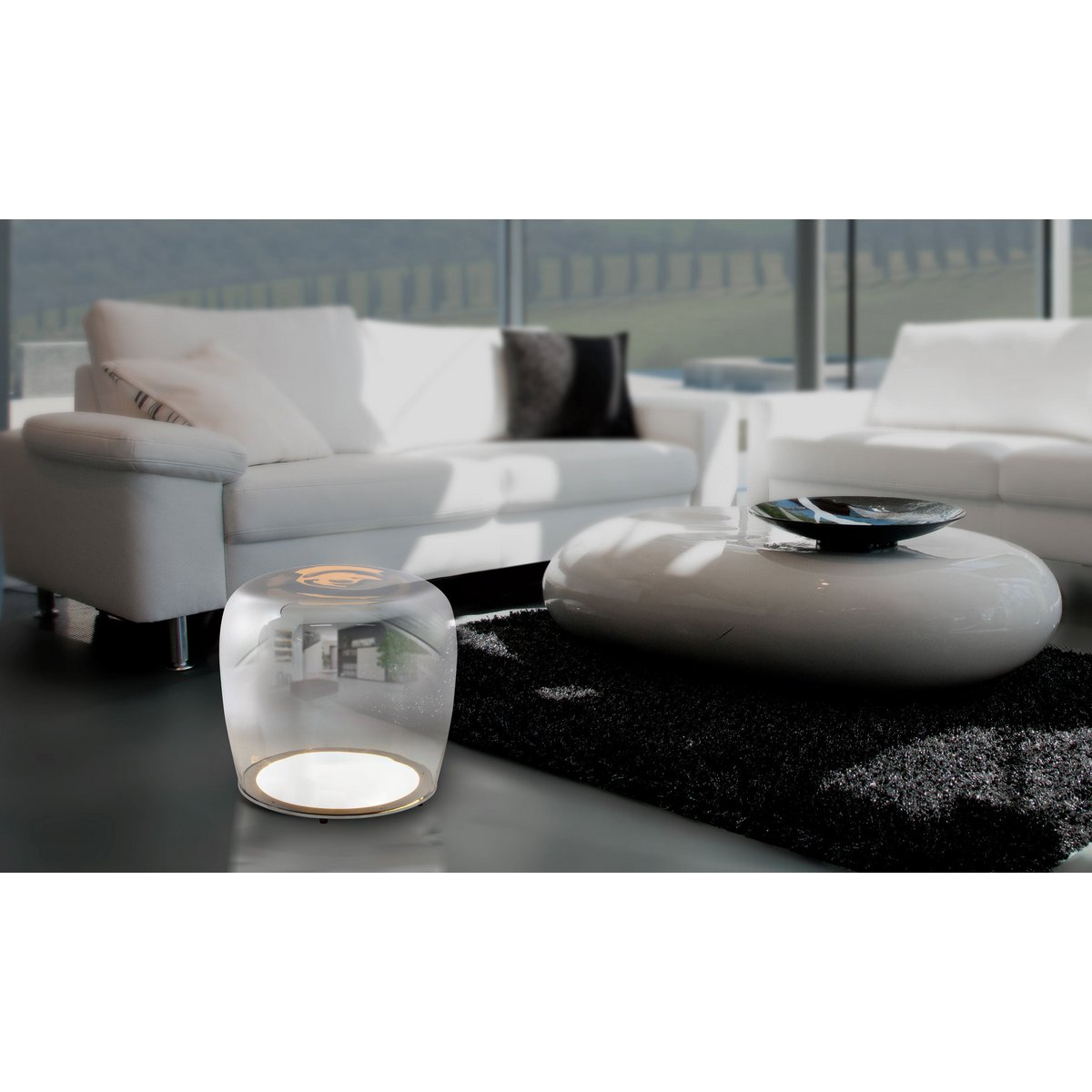 Näve LED Tafellamp Smoky - Wit Ø 43cm Metaal & Glas