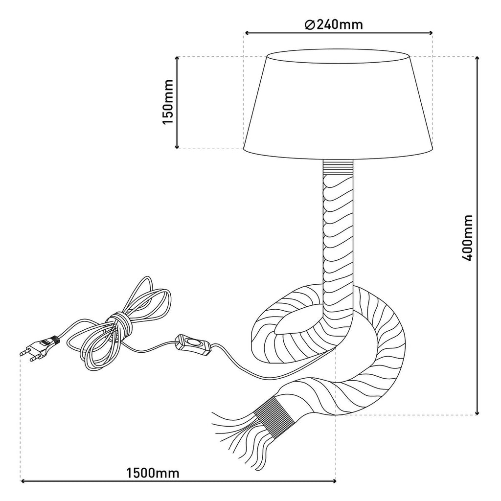 Näve Tafellamp Touw 40cm Wit E14