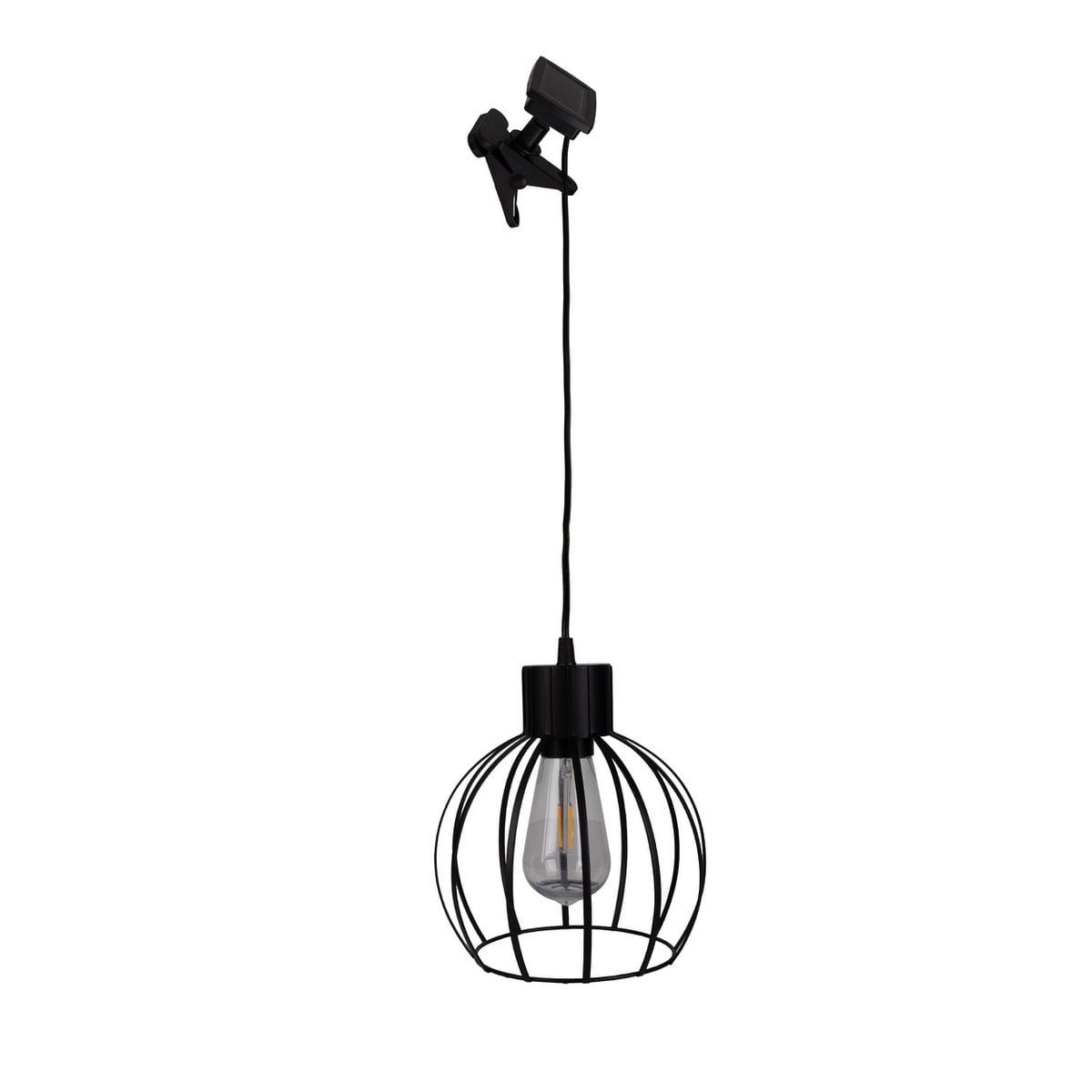 Solar / hanger lamp "rooster" gemaakt van zwart metaal, Ø 20 cm, inclusief stevig geïnstalleerde lampen, warm wit, voor de buitenruimte