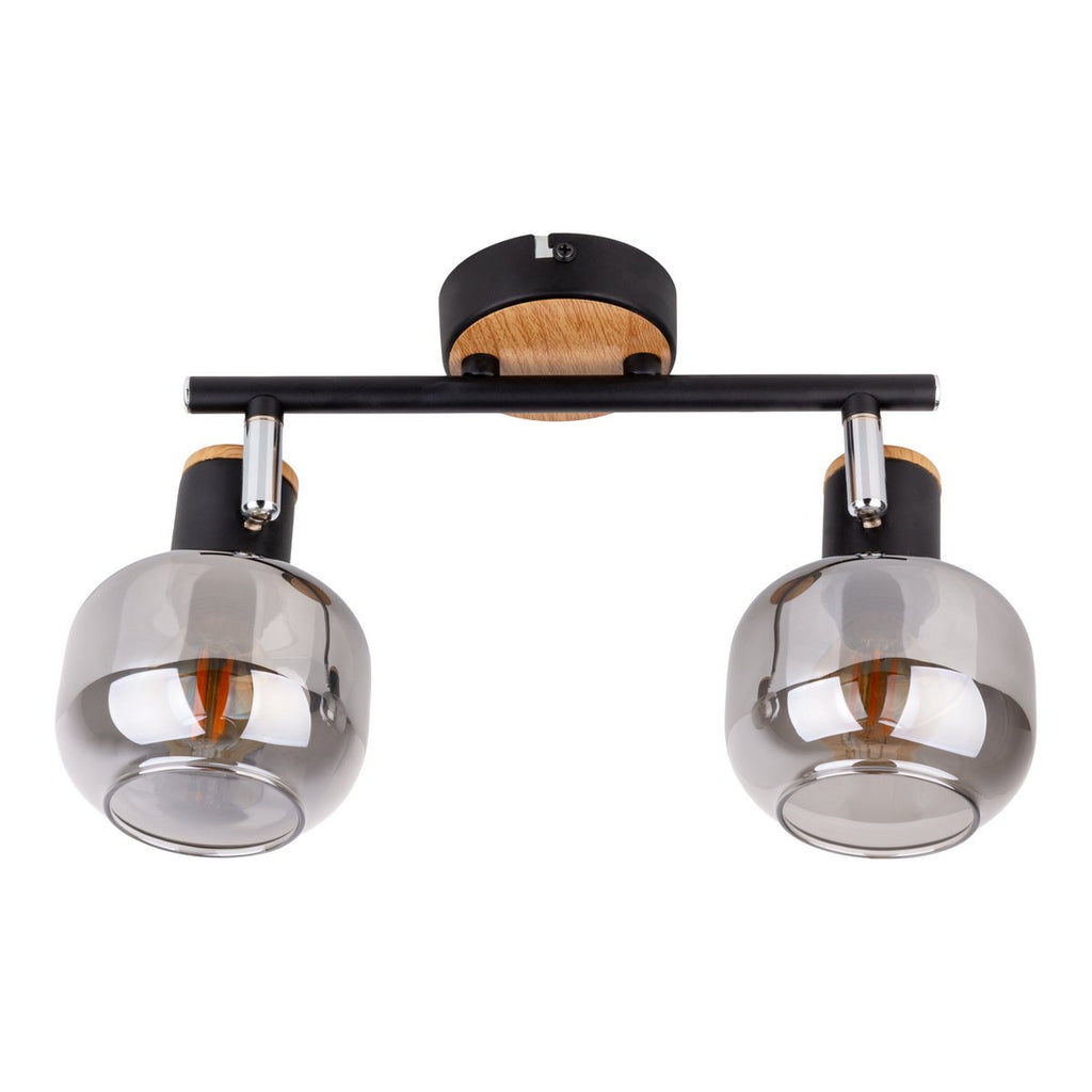 Näve Fumoso Plafondlamp 2-Spot Zwart Glas 40cm